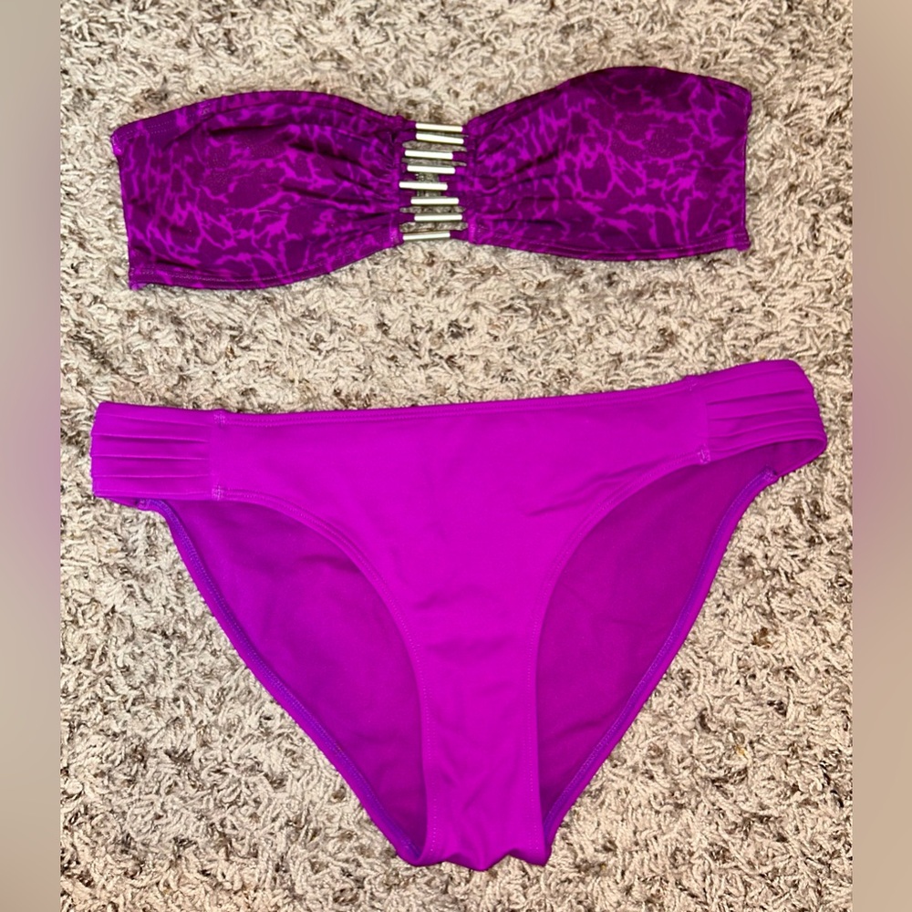 Women’s H&M Purple Leopard Swimsuit Bottom Size 6/Top Size 8